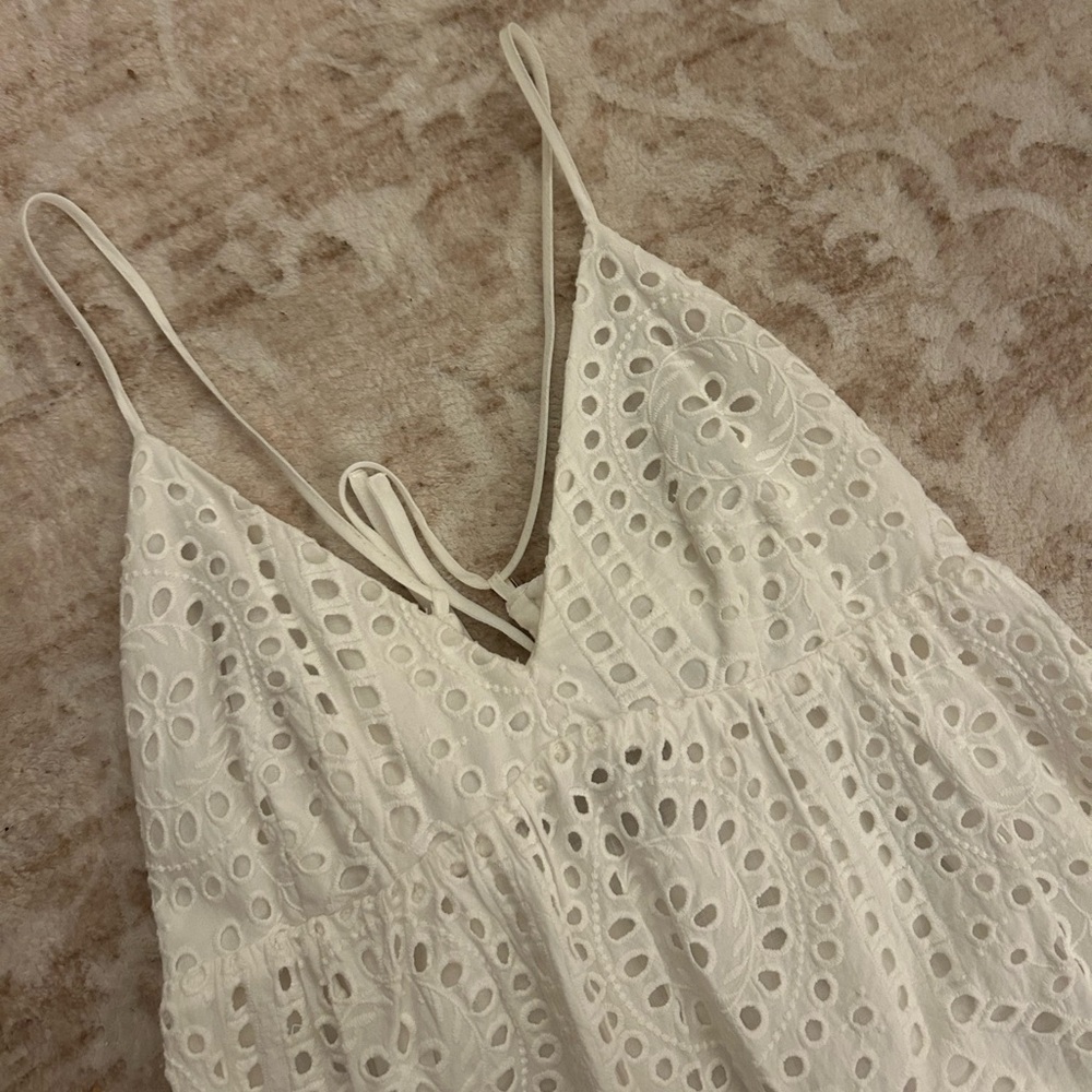 eyelet white mini dress